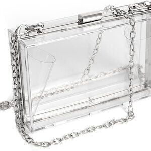 Women Clear Purse Acrylic Box Clutch Handbag, Small Transparent Crossbody Evenin